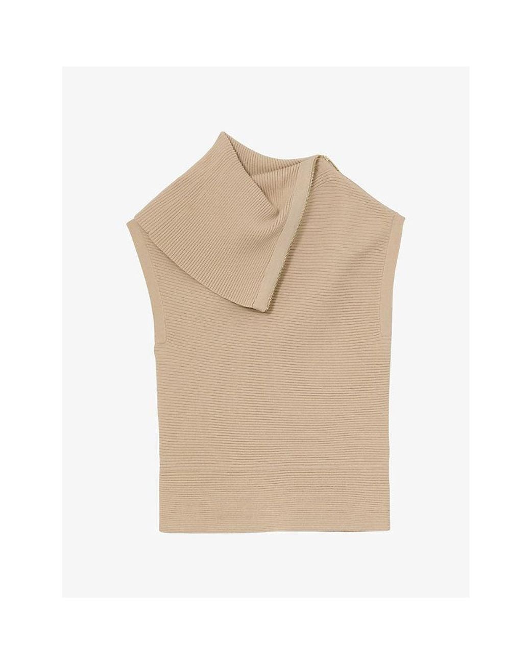 Reiss Natural Laura Asymmetric-Neck Stretch-Knit Vest