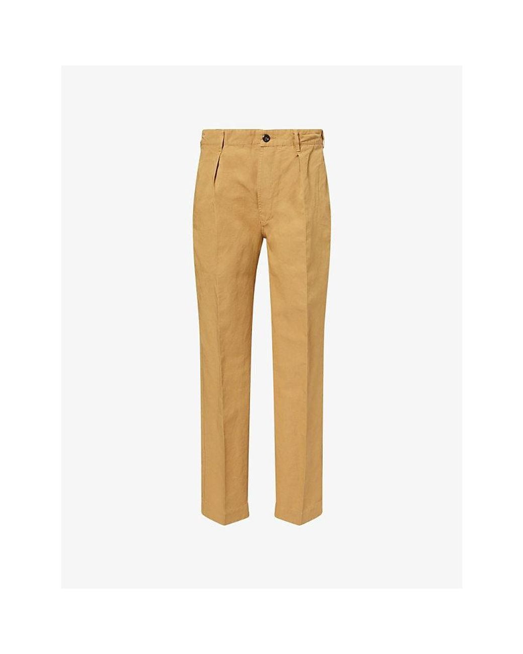 Drake's Natural Clean Games Straight-Leg Cotton And Linen Trousers for men