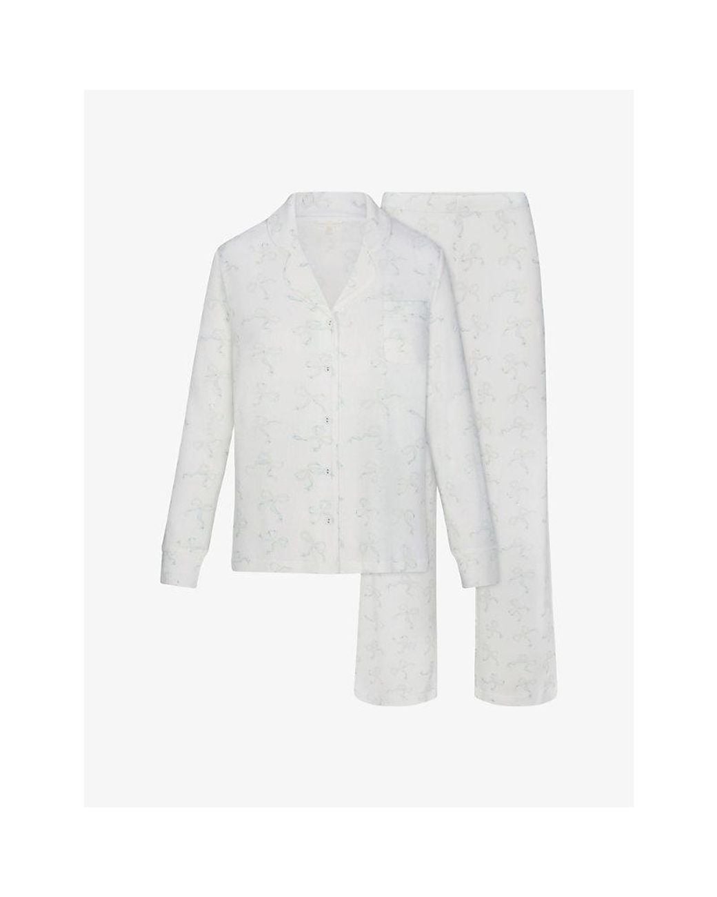 Skims White Soft Lounge Long-Sleeve Stretch-Modal Sleep Set