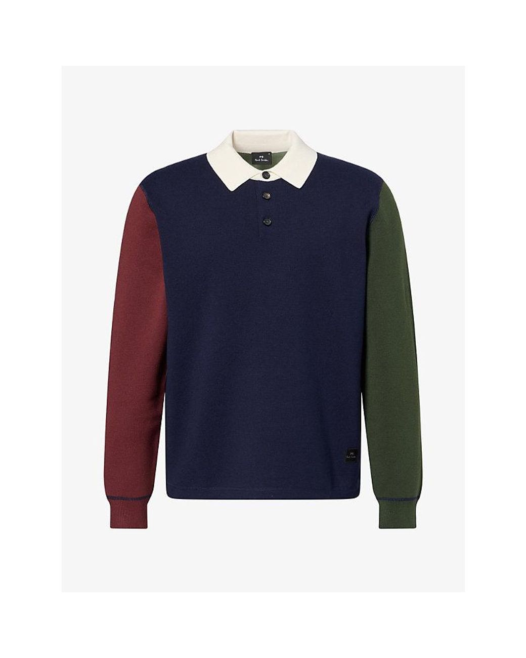 Paul Smith Blue Colour-Block Cotton-Blend Rugby Top for men