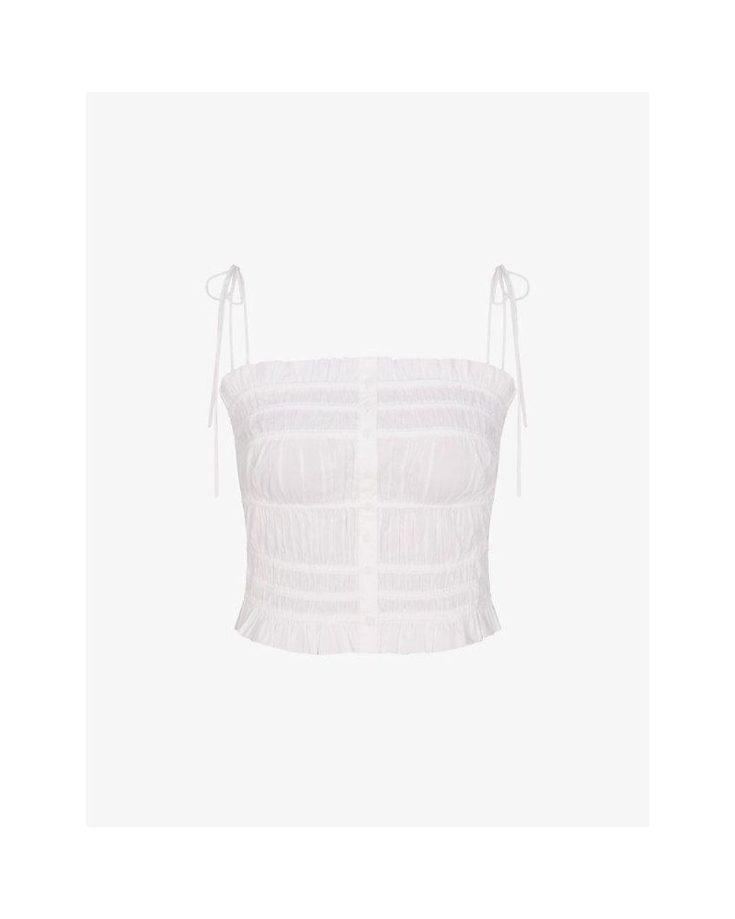 Skims White Poplin Apparel Ruffle Cotton-Blend Cami Top
