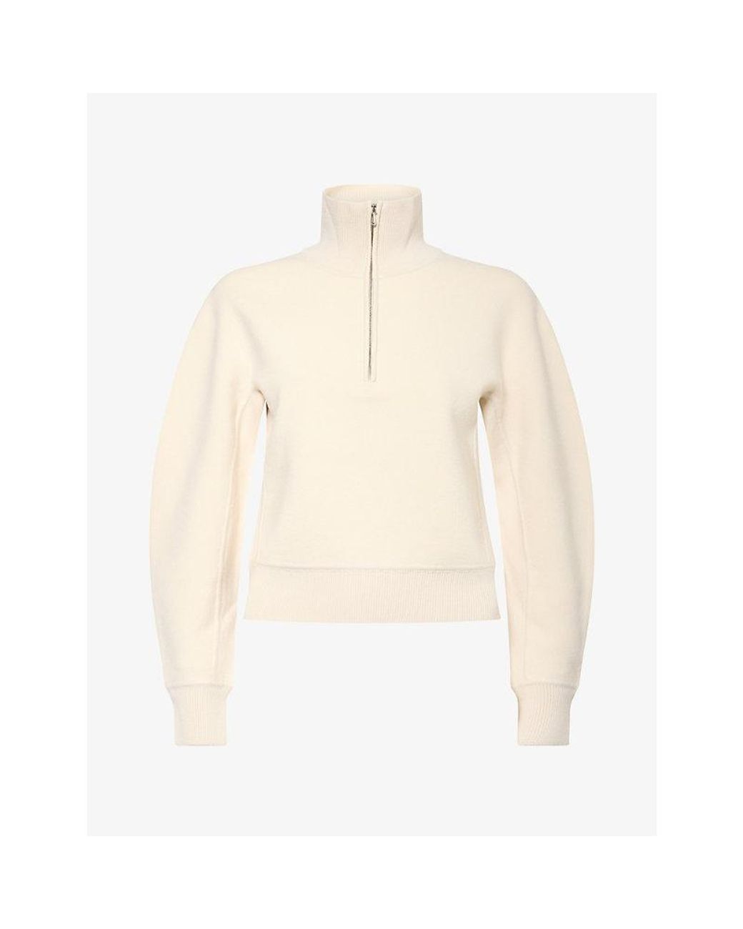 Ashlyn Natural Ash Half-Zip Wool-Blend Jumper