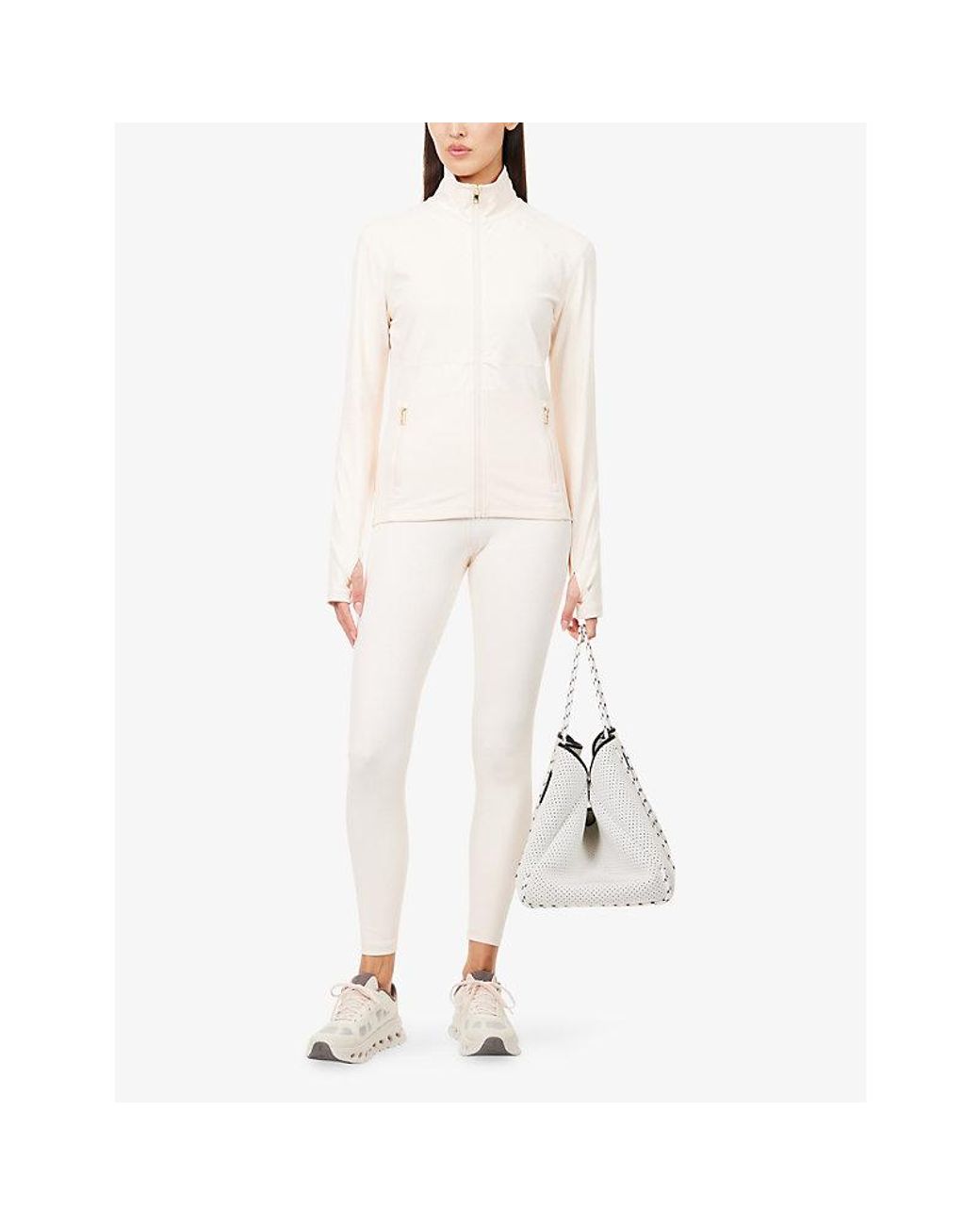 Now You Live Natural Clayton High-Neck Stretch-Jersey Jacket