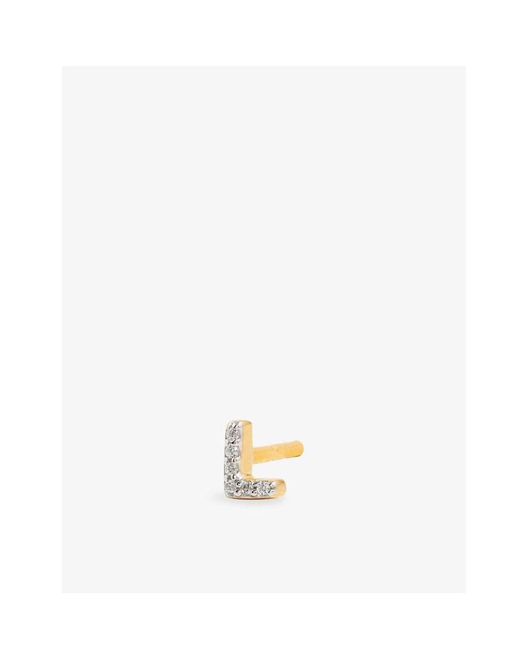 Missoma Metallic Pavé Initial L 18Ct Vermeil And Cubic Zirconia Single Stud Earring