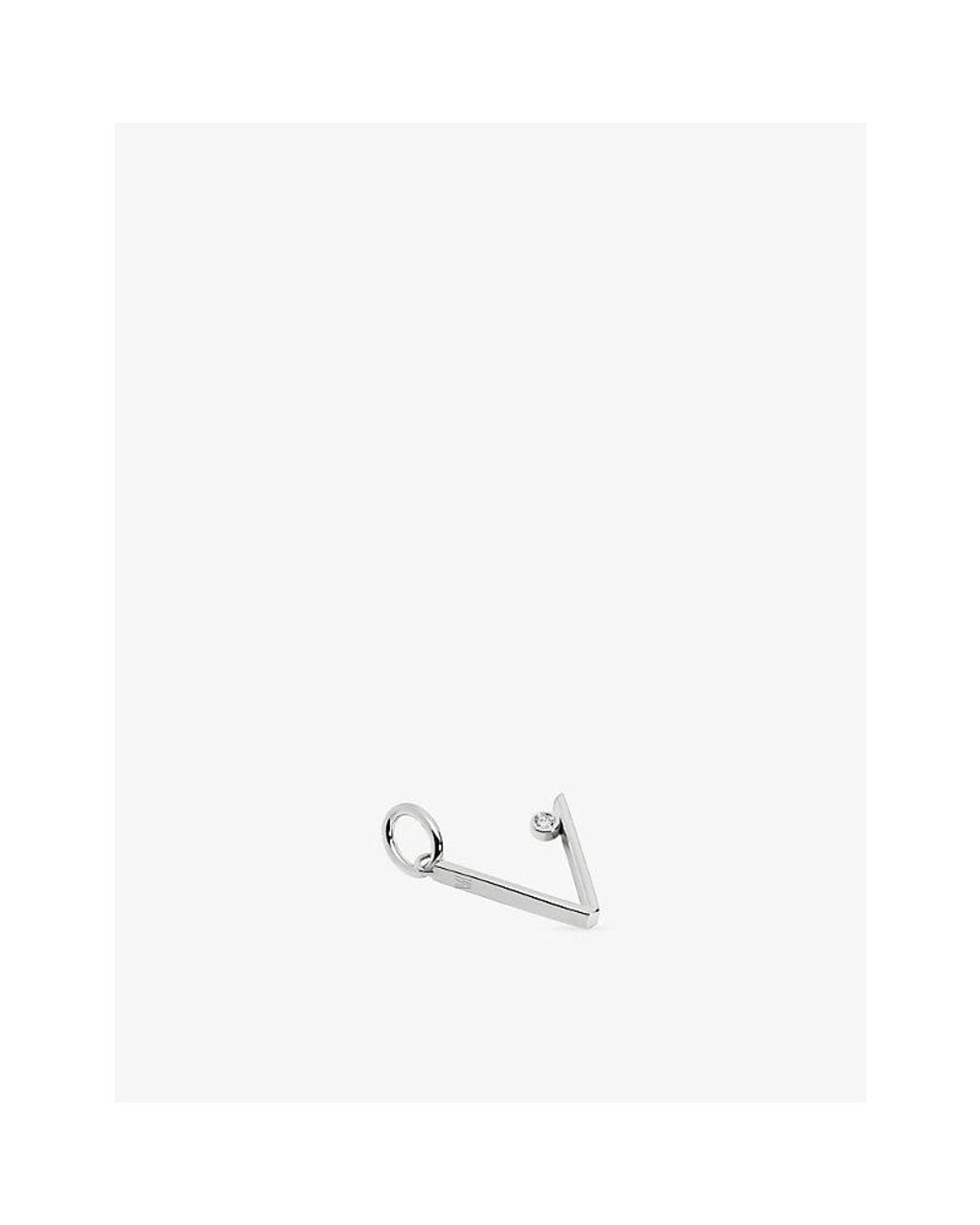 Monica Vinader White Solitaire Diamond Initial V Sterling- And 0.035Ct Lab-Grown Diamond Pendant