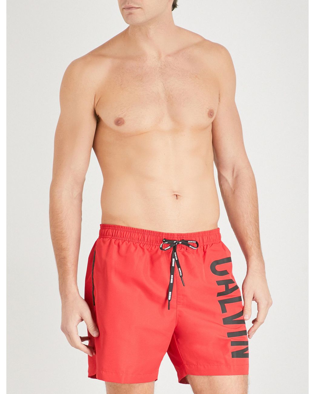 Calvin Klein Intense Power Swim Shorts in Red for Men | Lyst
