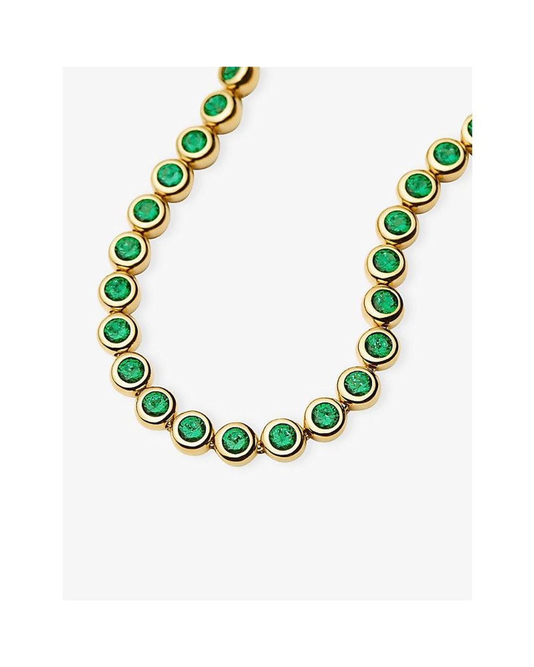 Missoma Metallic Tennis Round 18Ct-Plated Brass And Emerald Bracelet