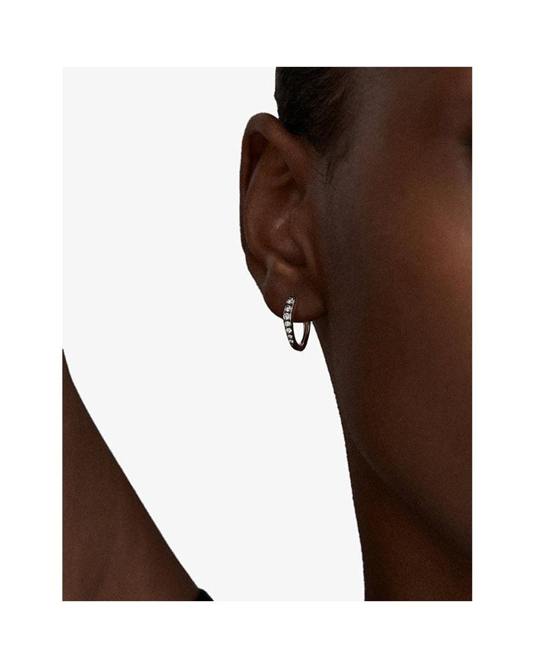 Monica Vinader Metallic Riva Pavé Diamond Blackened Small Sterling- And 0.29Ct Lab Grown Diamond Hoop Earrings