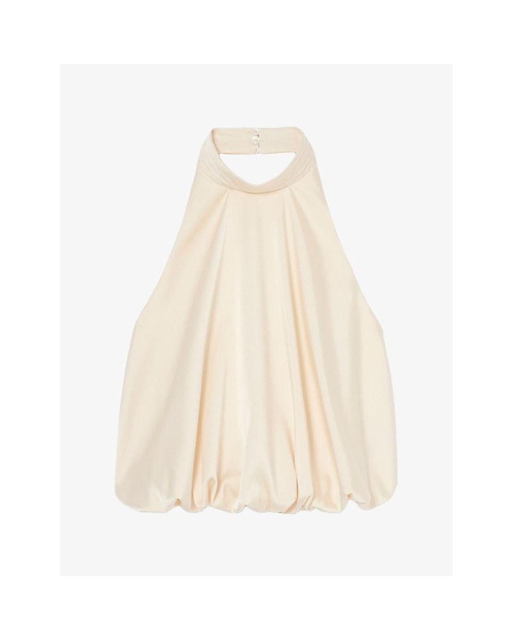 Claudie Pierlot Natural Open-Back Satin Bubble Top