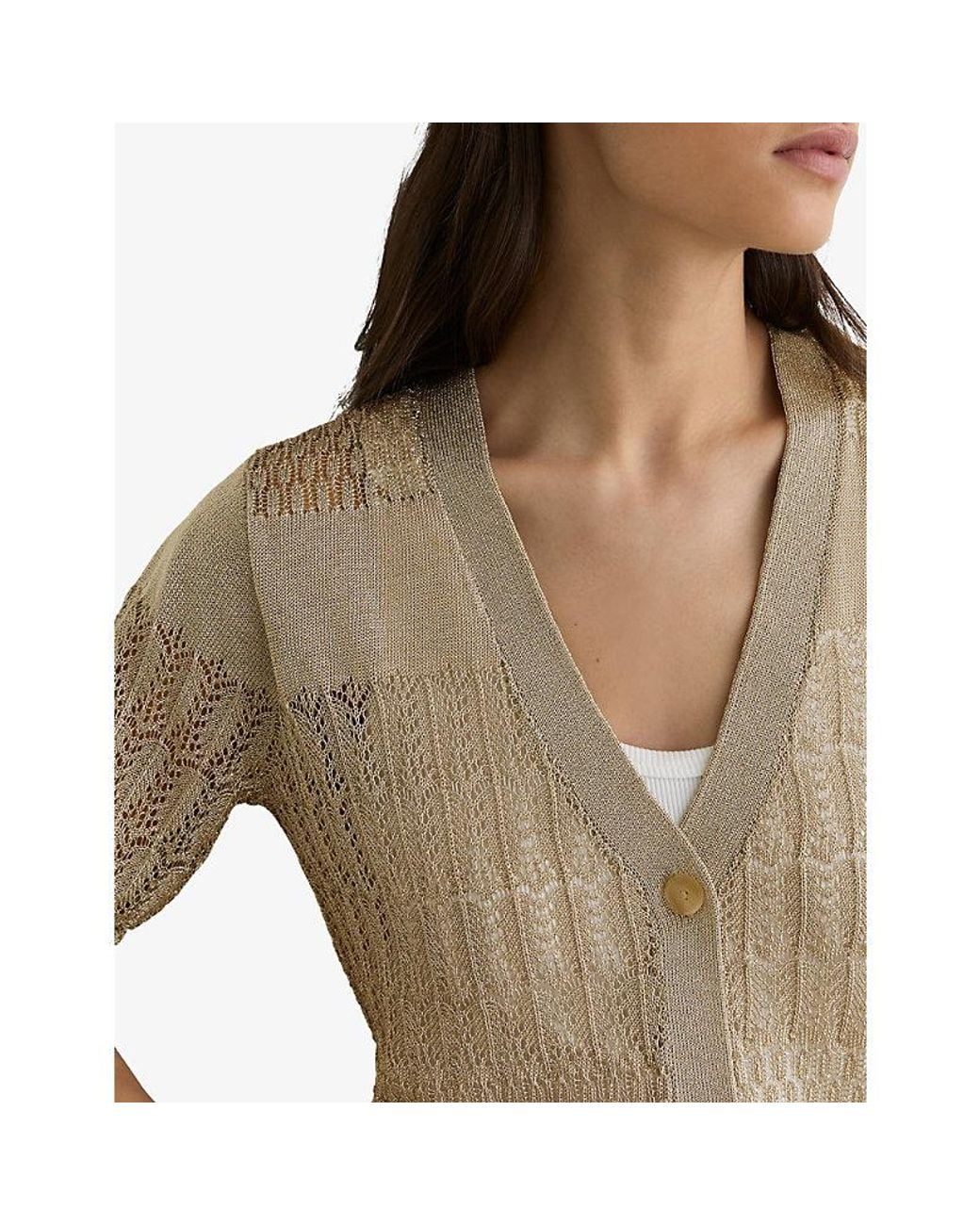 Reiss Natural Suzanne V-Neck Knitted Cardigan