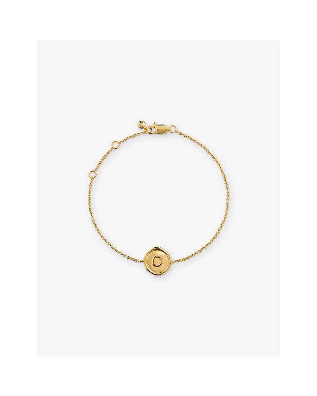 Monica Vinader Metallic Initial-O Stamp 18Ct-Vermeil Chain Bracelet