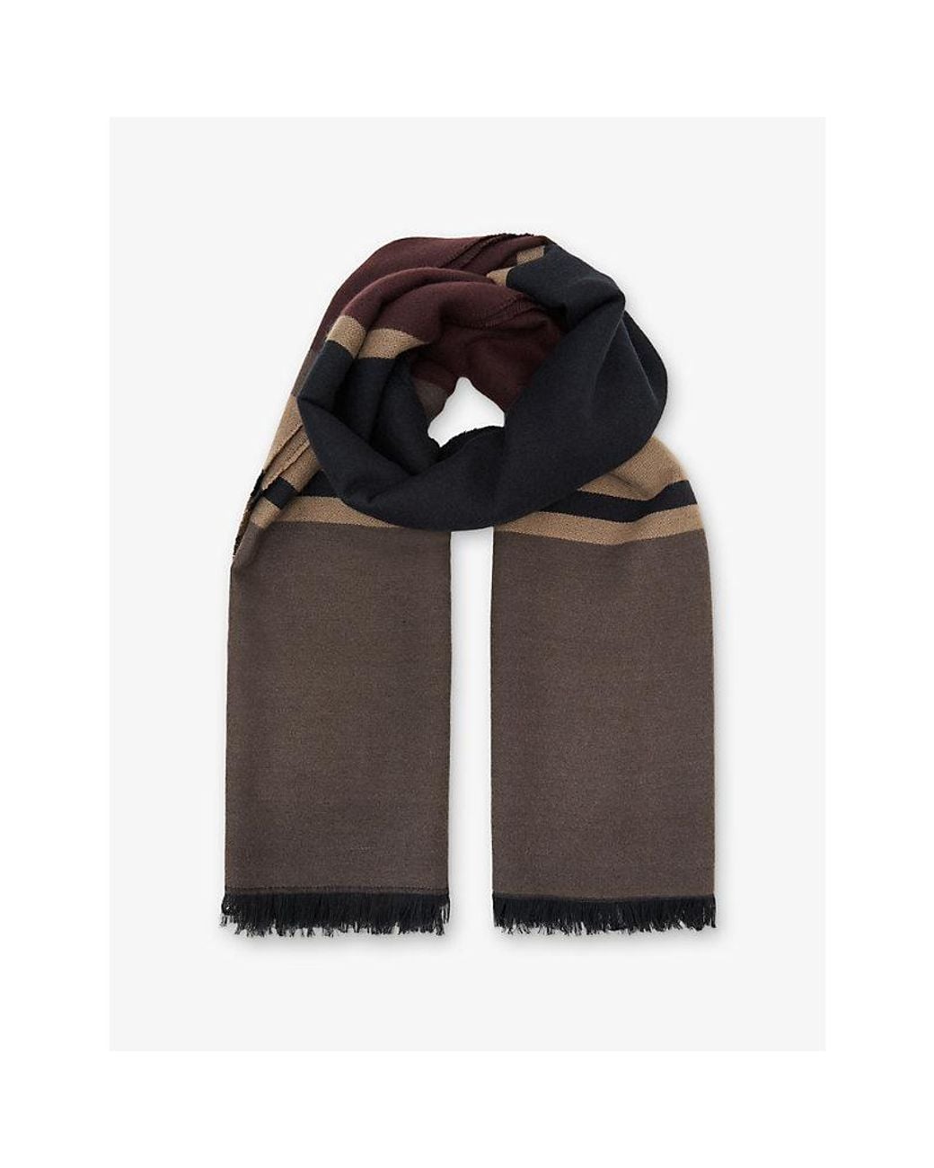 Reiss Black Cynthia Striped Woven Scarf