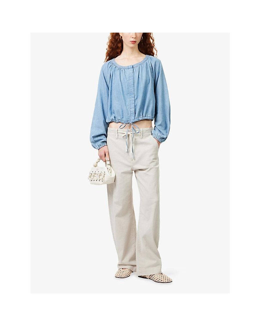 PAIGE Blue Gloria Round-Neck Denim Top