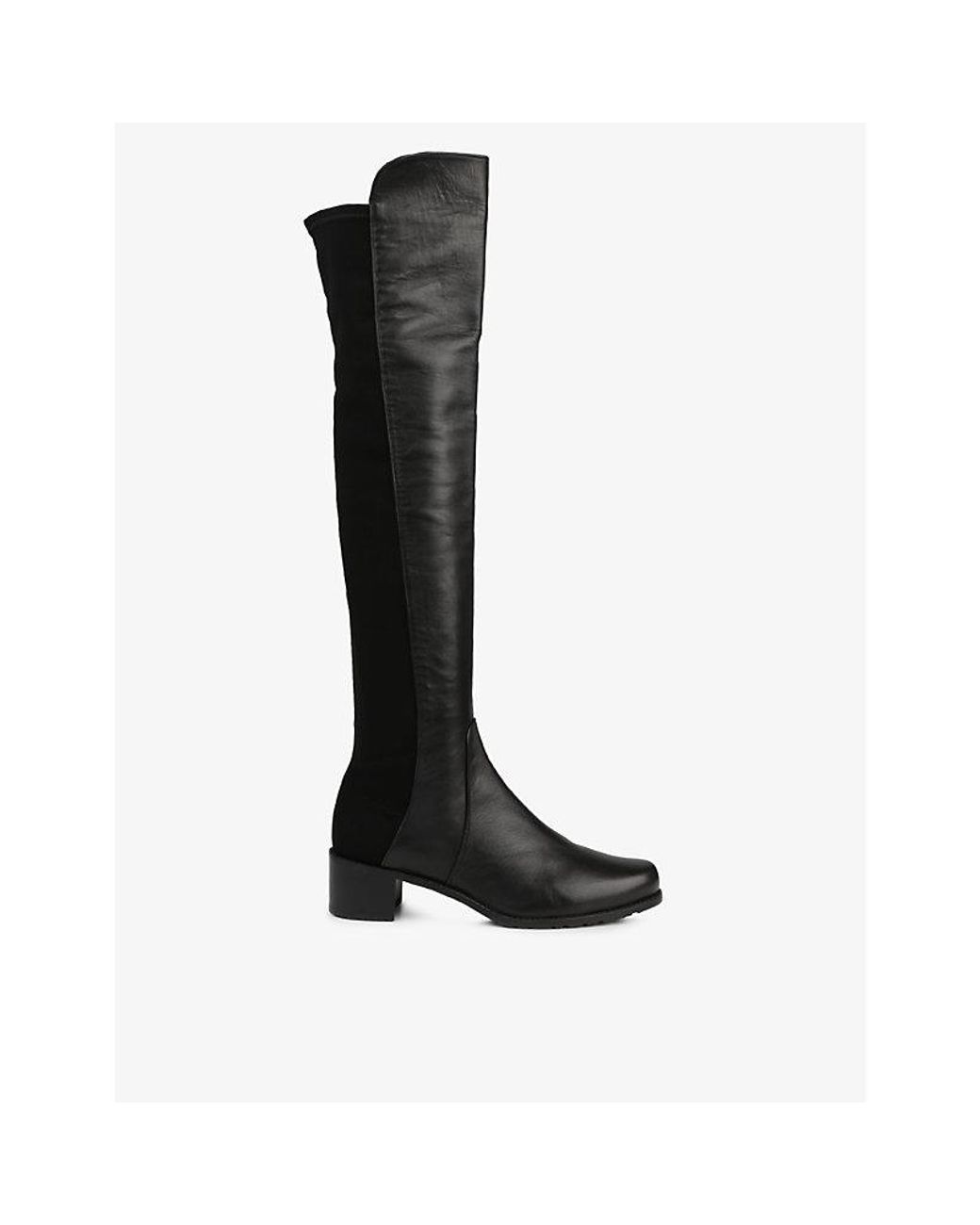 Stuart Weitzman Black Reserve Stretch-Back Leather Boots