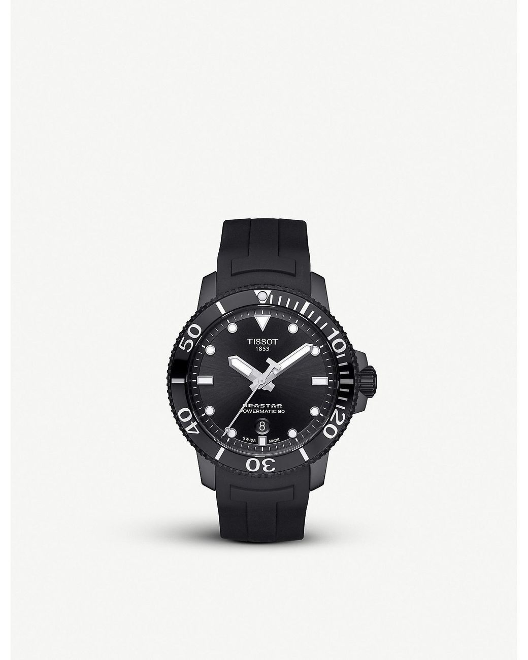 Tissot T120.407.37.051.00 Seastar 1000 Stainless Steel And Rubber Watch in  Black for Men | Lyst