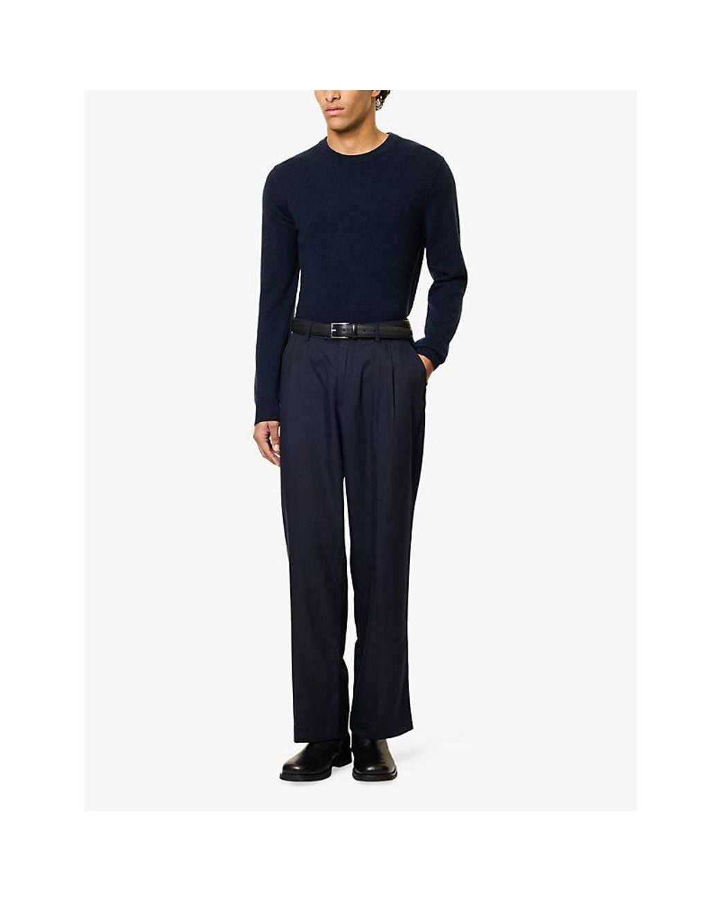 Sunspel Blue Crewneck Cashmere Jumper for men