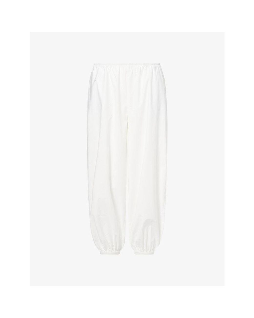 Reformation White Aven Stretch-Cotton Trousers