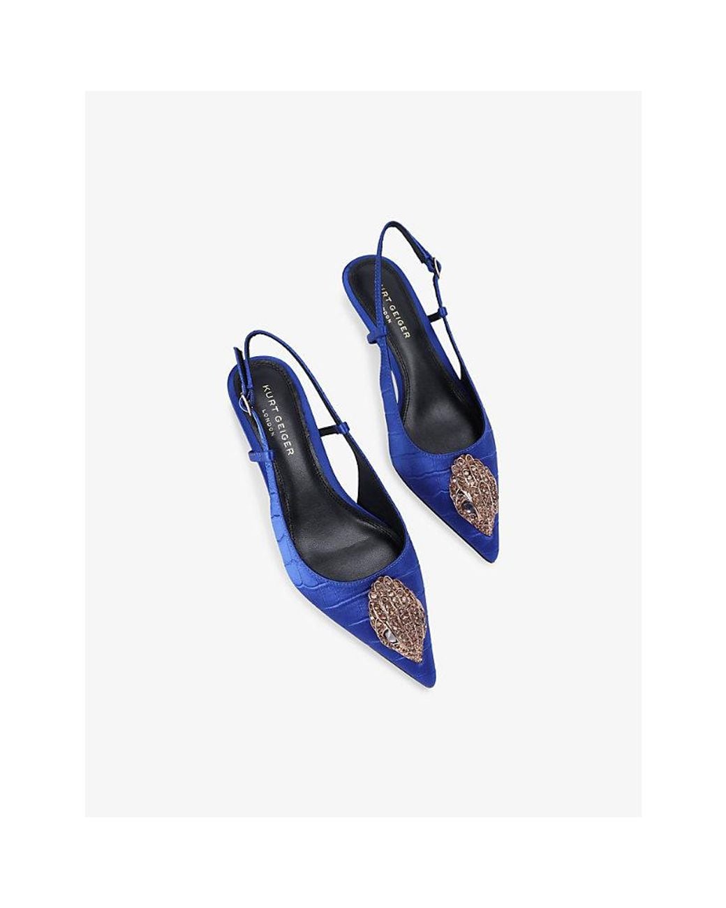Kurt Geiger Blue Belsize 40 Satin Heeled Slingback Courts