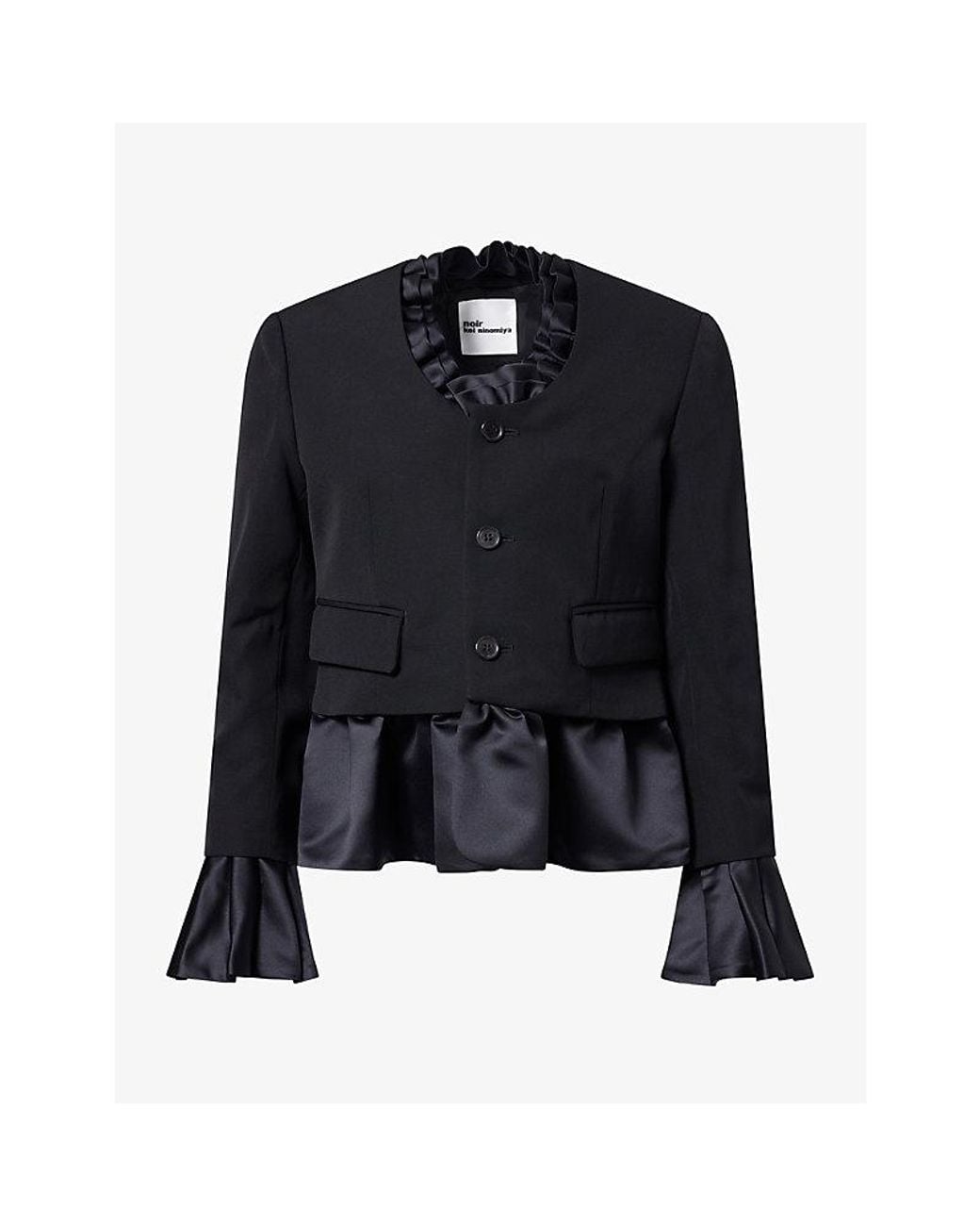 Noir Kei Ninomiya Blue Ruffle-Collar Pleated Wool Jacket