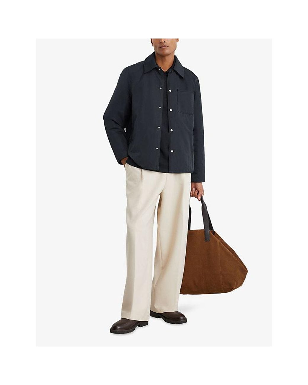 Reiss Blue Raider Patch-Pocket Padded Shell Overshirt for men