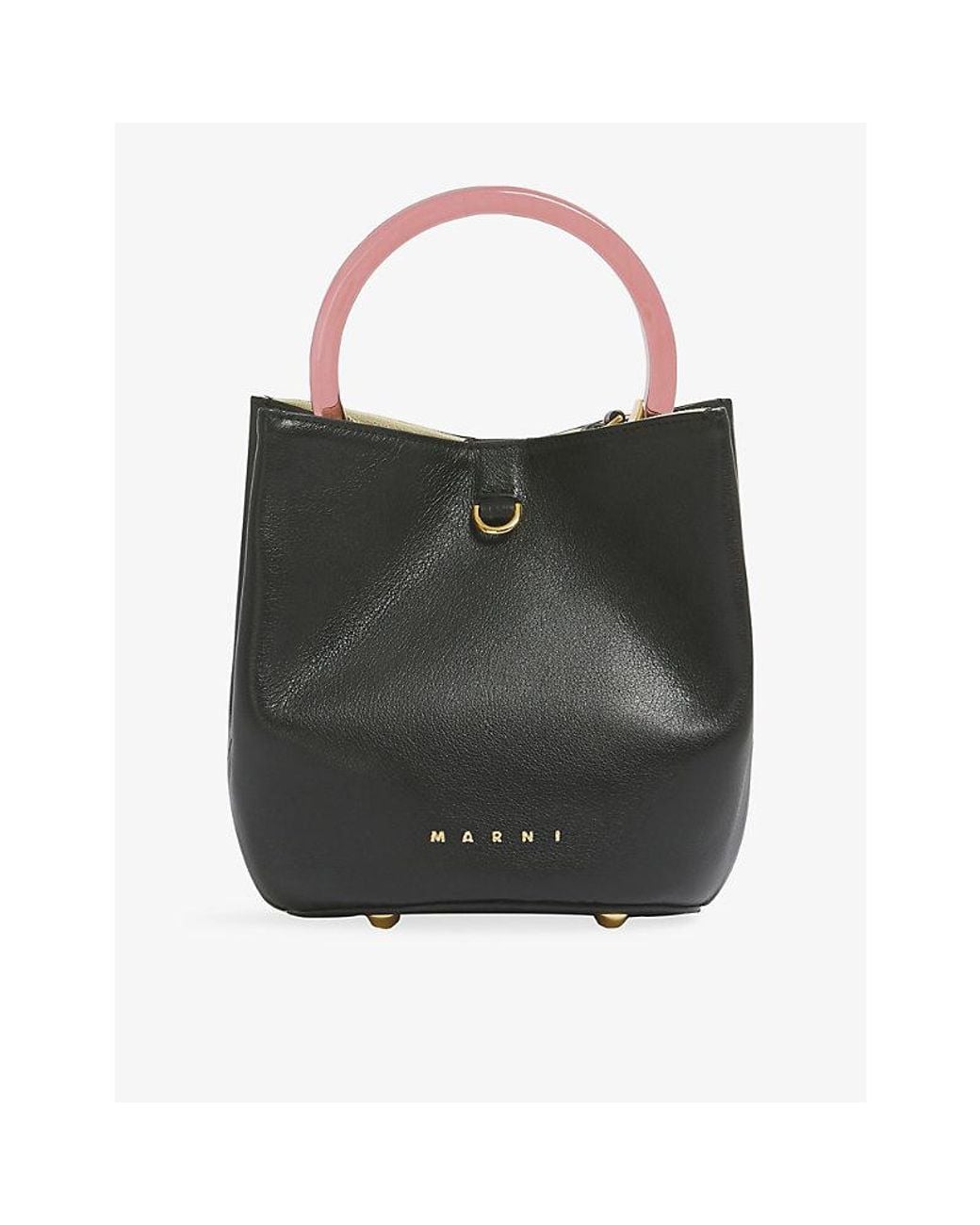 Marni Black Pannier Leather Bucket Bag