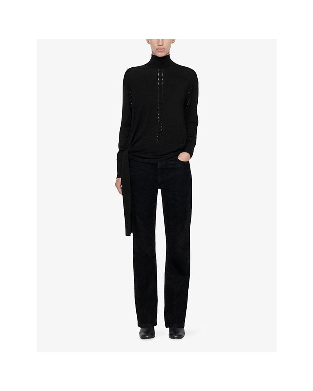 AllSaints Black Tilley Relaxed-Fit Merino Wool Jumper