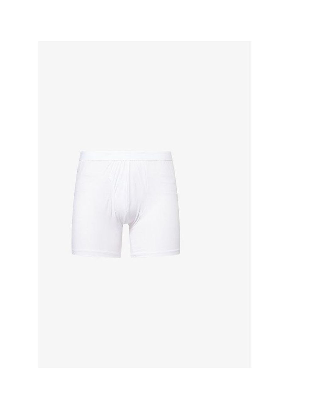 Derek Rose White Jack Slim-Fit Pima-Cotton Trunks for men