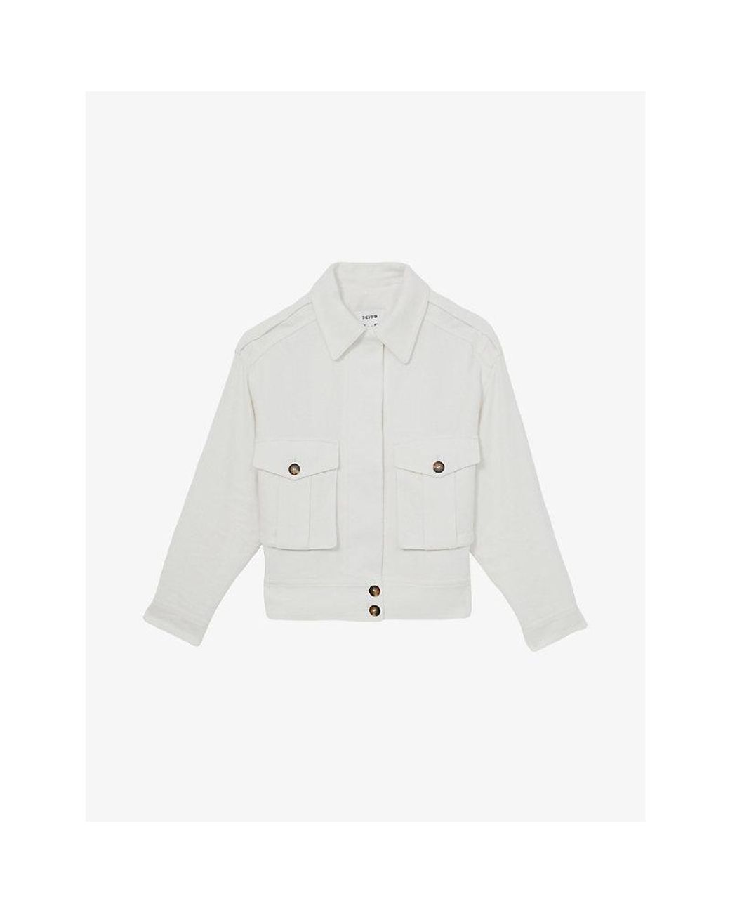 【海外限定】REISSジャケット☆Isla Pointed-Collar Linen-Blend Reiss Isla Pointed-Collar Linen-Blend Jacket in White | Lyst