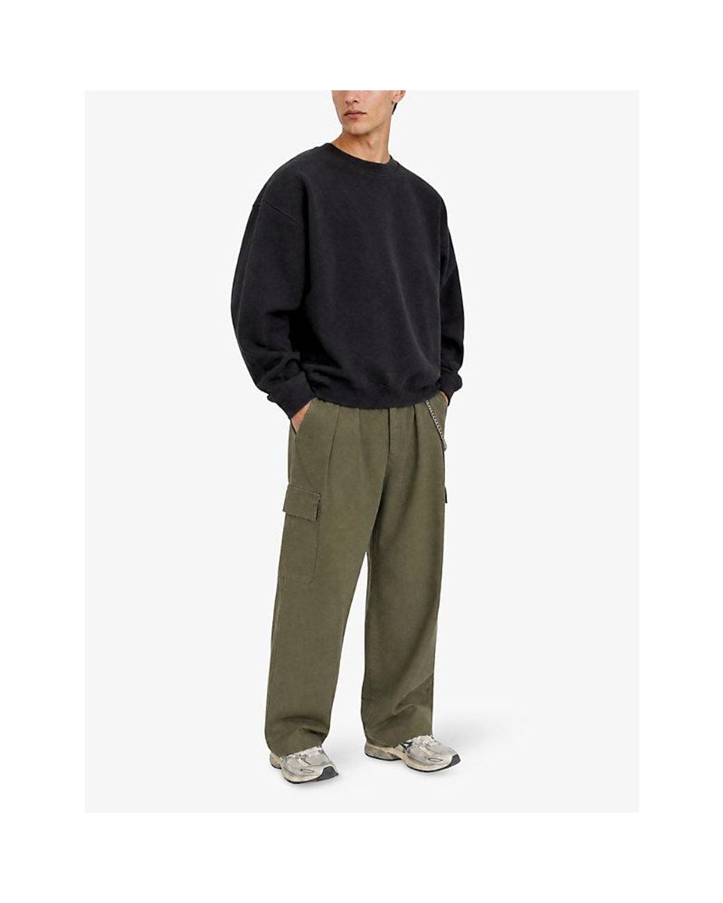 The Kooples Black Crewneck Relaxed-Fit Cotton Sweatshirt for men