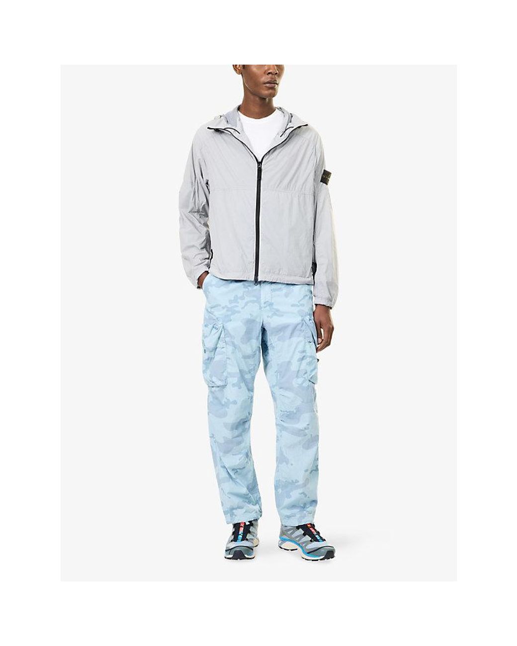 Stone Island Gray Ultralight Hooded Woven Jacket for men