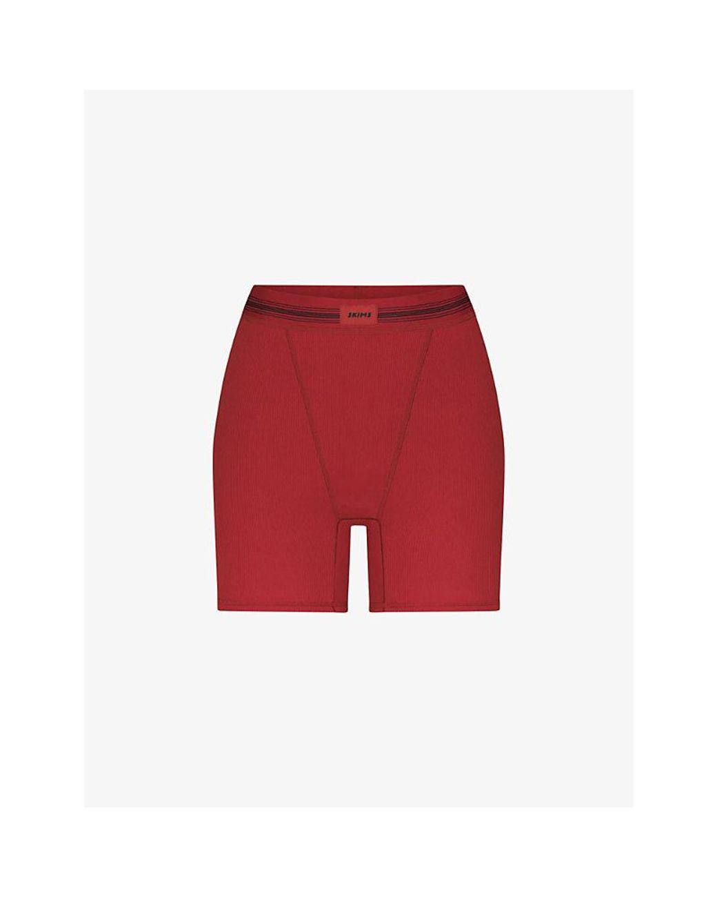 Skims Contrast-stripe Logo-jacquard Stretch-cotton Boxers in Red