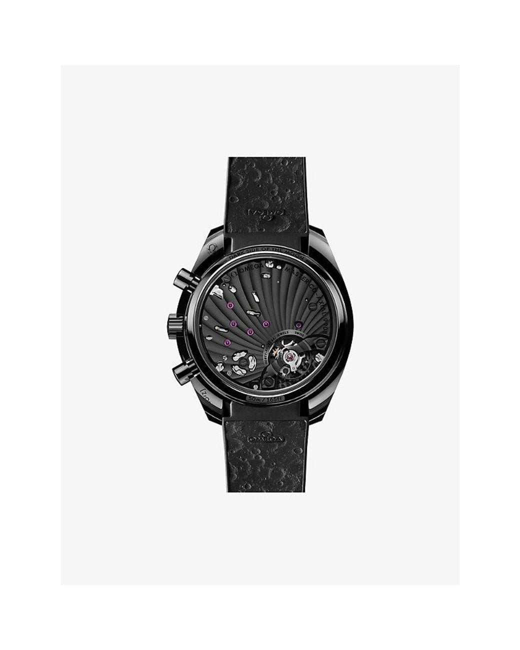 Omega Black Speedmaster Dark Side Of The Moon Ceramic Rubber-Strap Watch 44.25Mm for men
