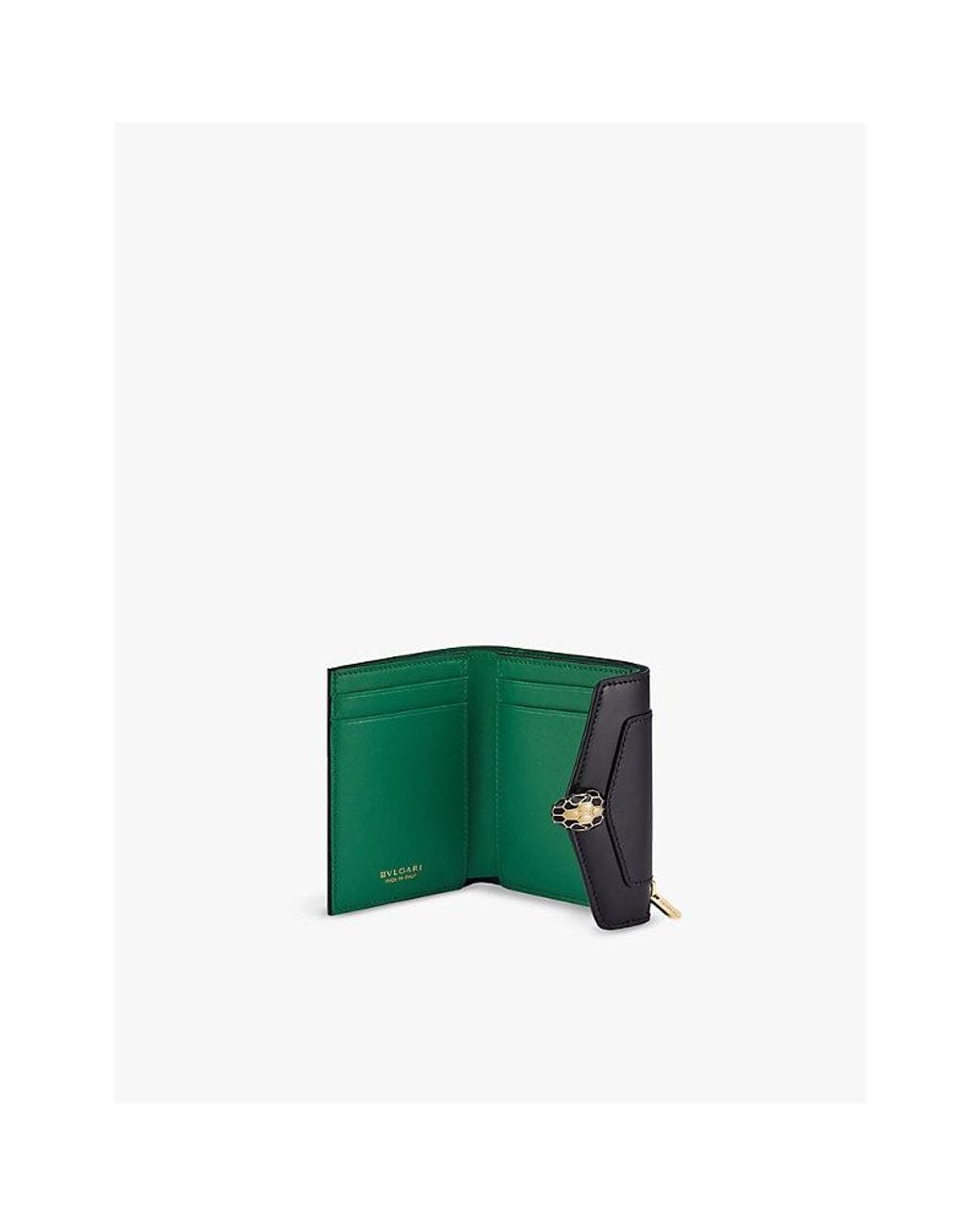 BVLGARI Black Serpenti Forever Compact Leather Wallet