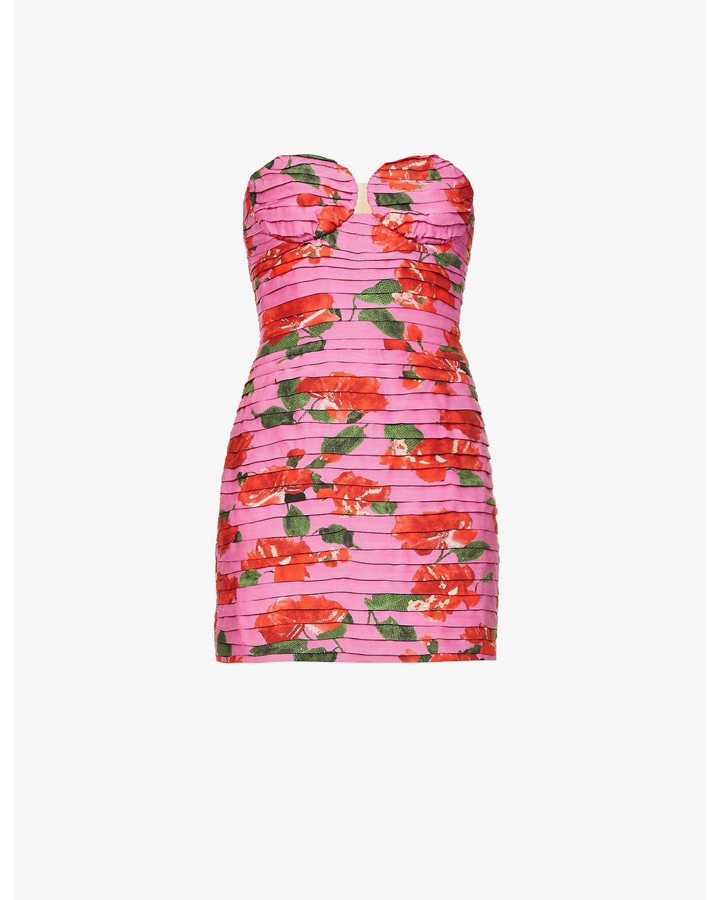Magda Butrym Floral-print Tiered Silk Mini Dress in Pink | Lyst Canada