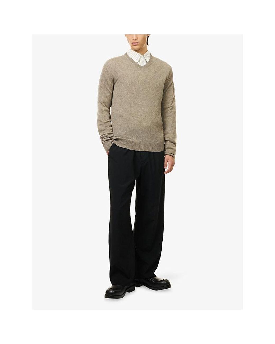 The Row Natural Thamm V-Neck Cashmere Jumper for men