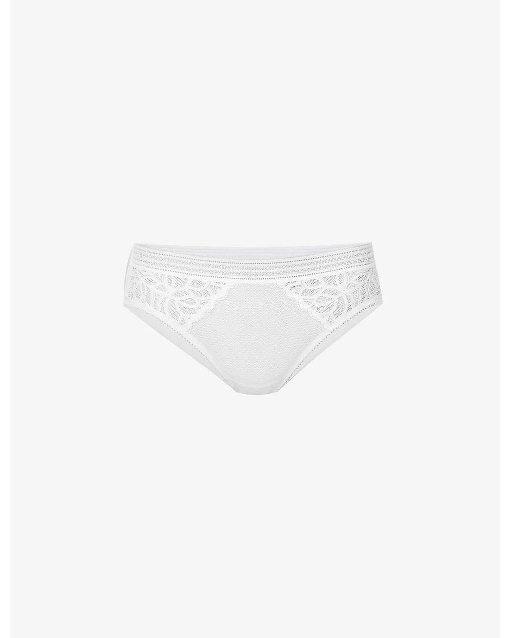 Wacoal Raffiné Mid-rise Lace Stretch-woven Briefs in White | Lyst