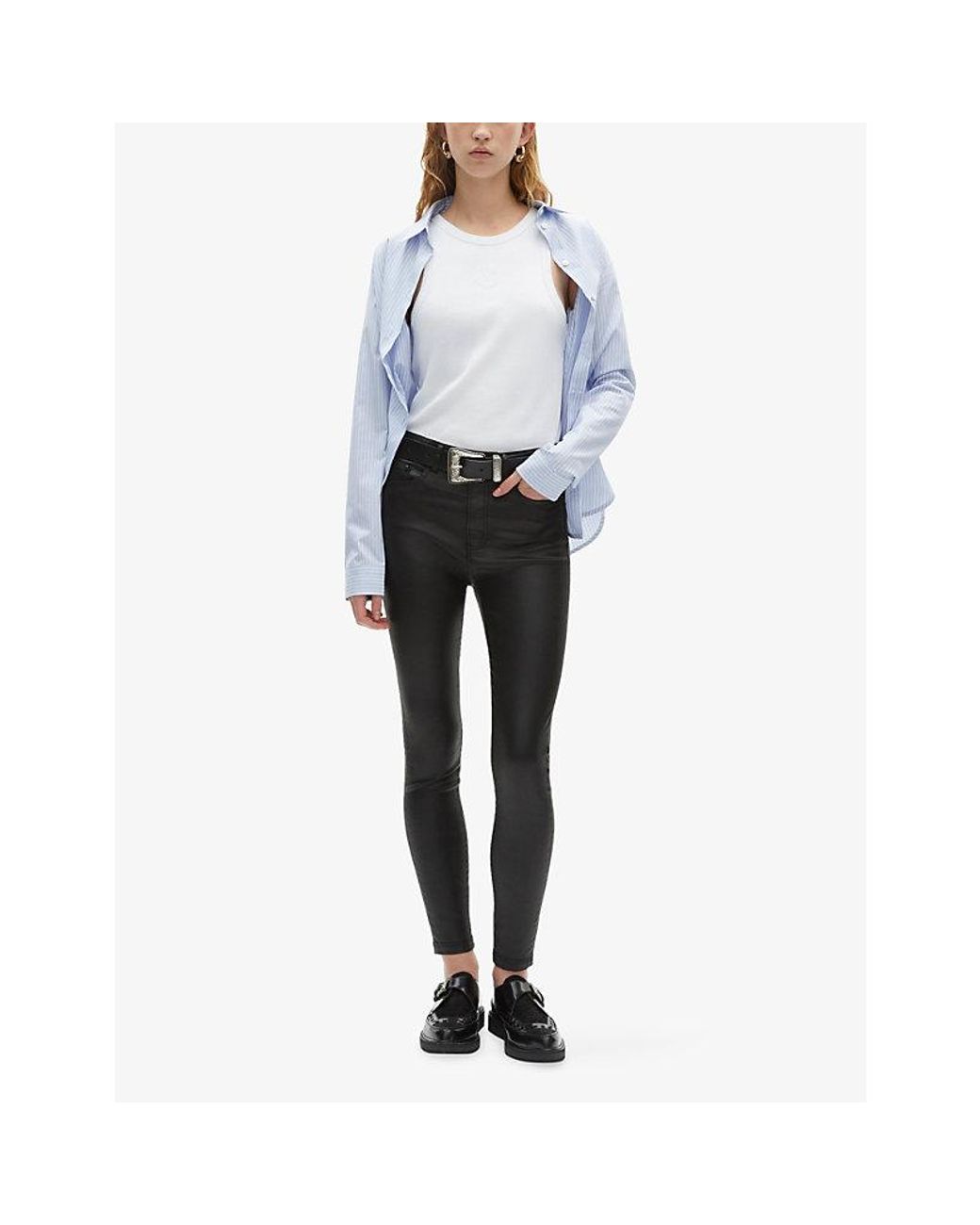 The Kooples Black Skinny-Leg High-Rise Faux-Leather Trousers