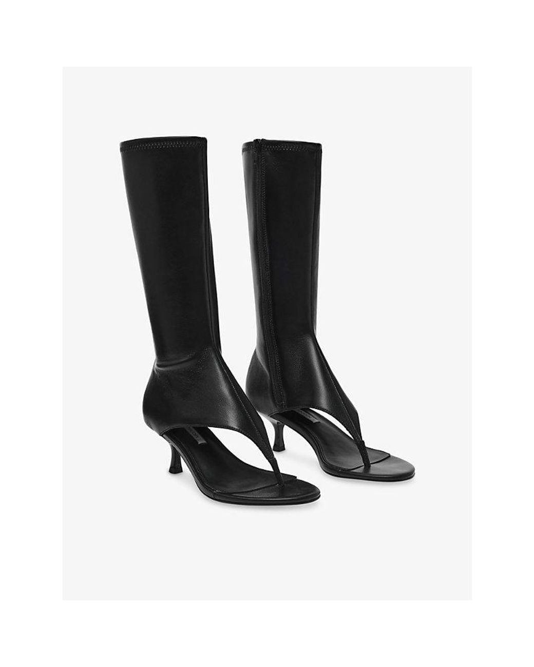 Steve Madden Black Relentless Open-Toe Faux-Leather Boots