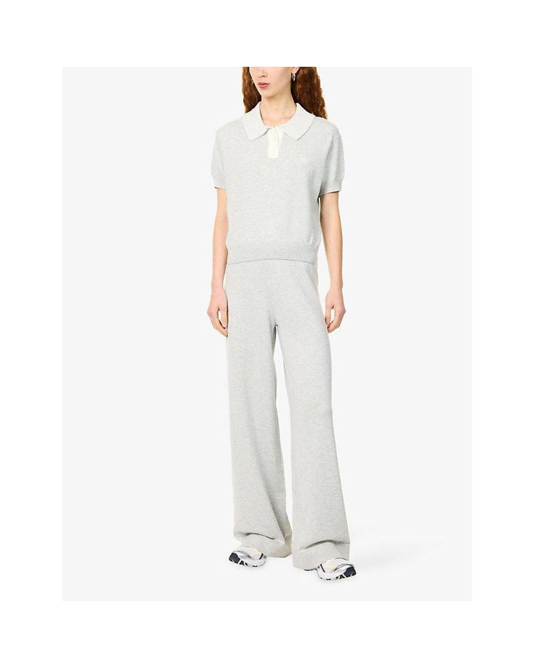 The Couture Club White Short-Sleeve Knitted Polo Top