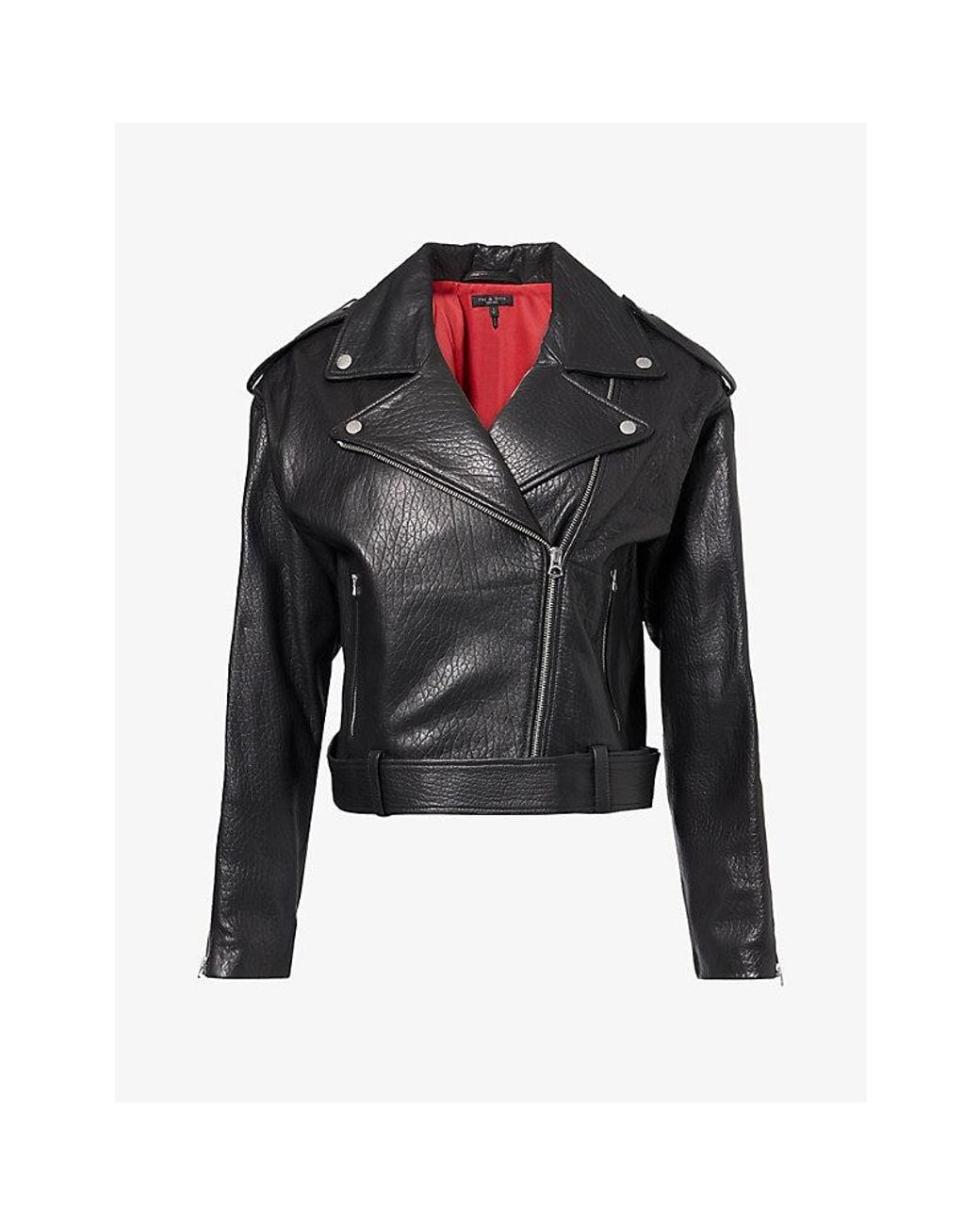 Rag & Bone Black Penelope Biker Leather Jacket