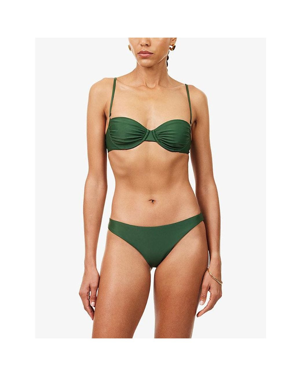 VERANDAH Green High-Leg Hipster Bikini Bottoms