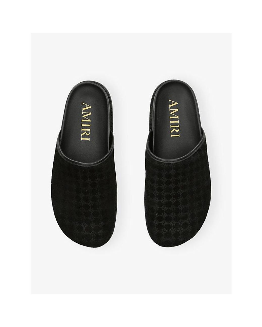 Amiri Black Monogram Suede Clogs for men