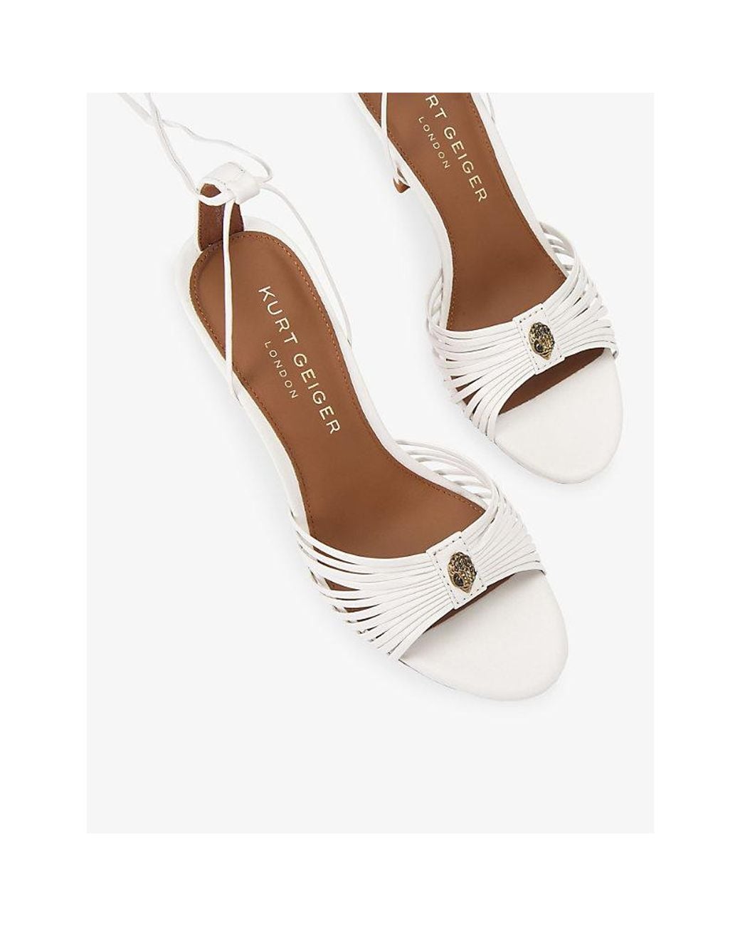 Kurt Geiger White Tie Multi-Strap Heeled Leather Sandals