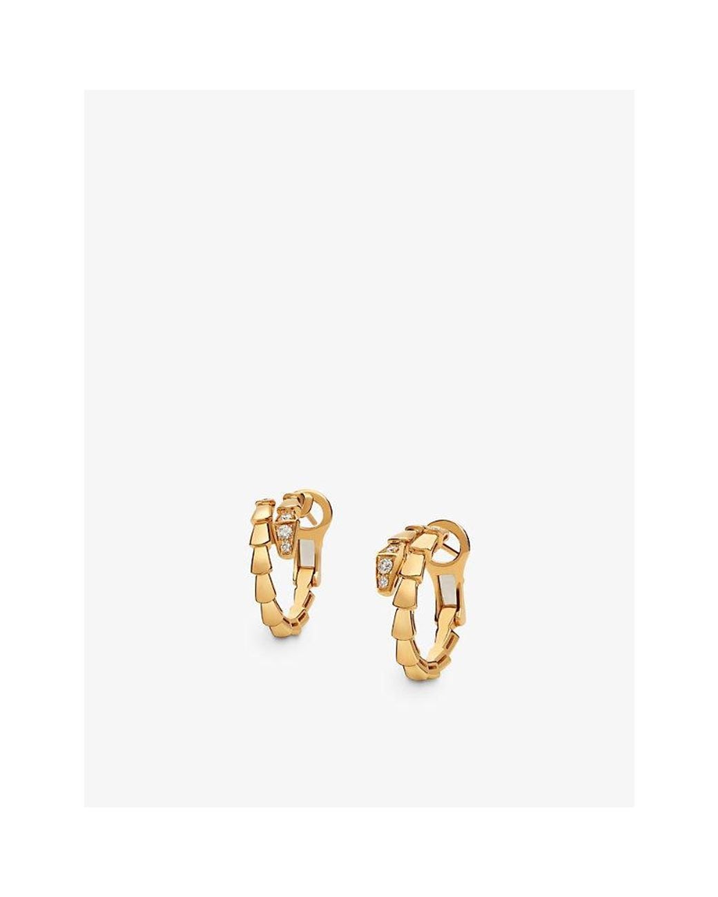 BVLGARI Metallic Serpenti Viper 18Ct- And 0.18Ct Diamond Hoop Earrings