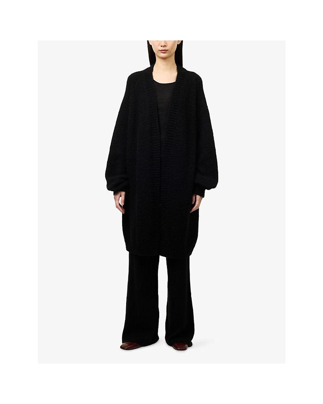 Frenckenberger Black Big Knit Wool-And-Cashmere Cardigan