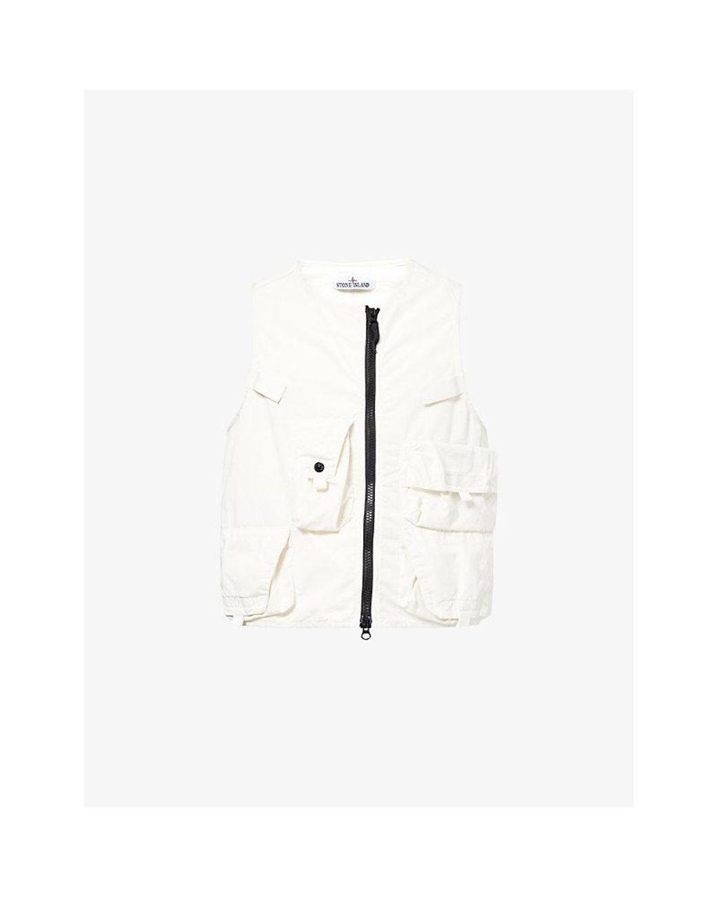 Stone Island White Compass-Badge Ripstop Utility Zip-Up Cotton-Blend Vest for men