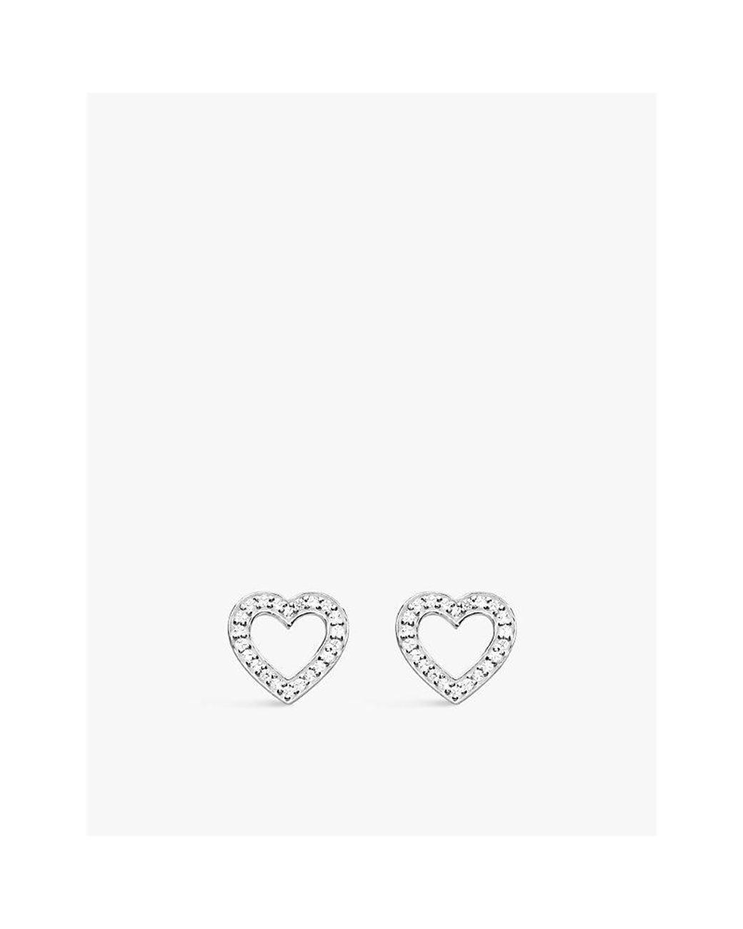 Thomas Sabo White Heart-Shaped Large 925 Sterling And Cubic Zirconia Stud Earrings
