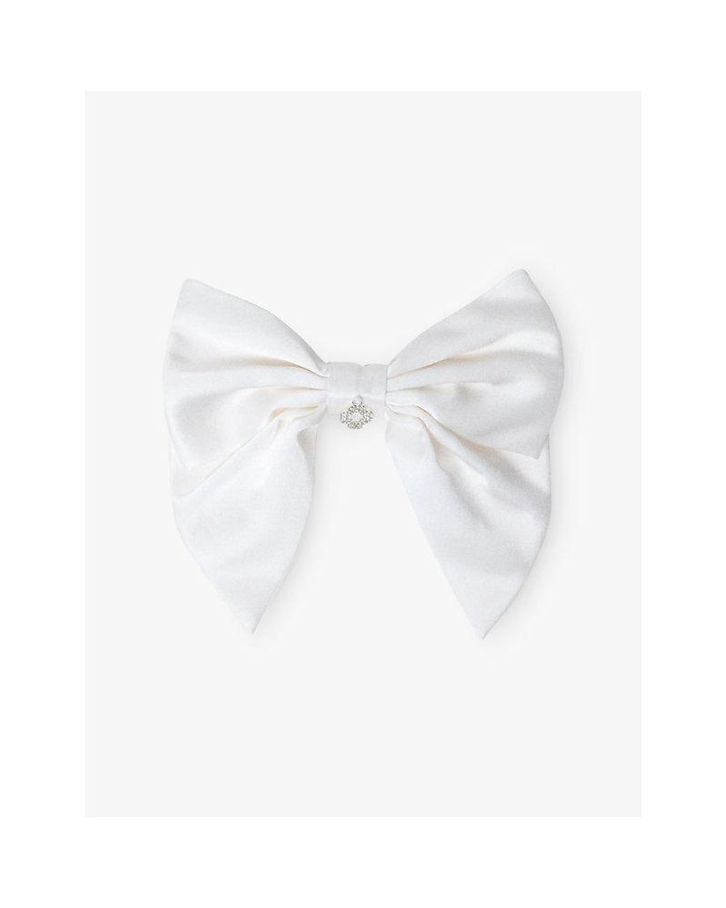 Maje White Charm-Embellished Silk Bow Barrette