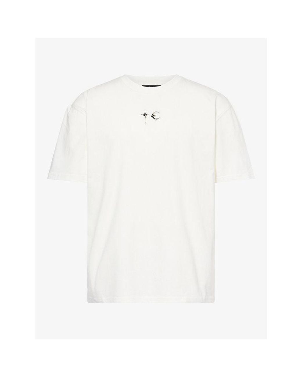 THUG CLUB White Brand-Plaque Cotton T-Shirt for men