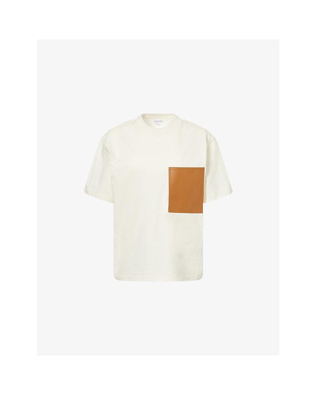 Bottega Veneta White Leather Pocket Cotton Jersey T-Shirt